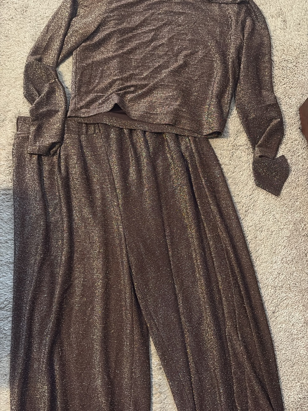 Sunday Best Shimmery Bronze Wide-Leg Jumpsuit